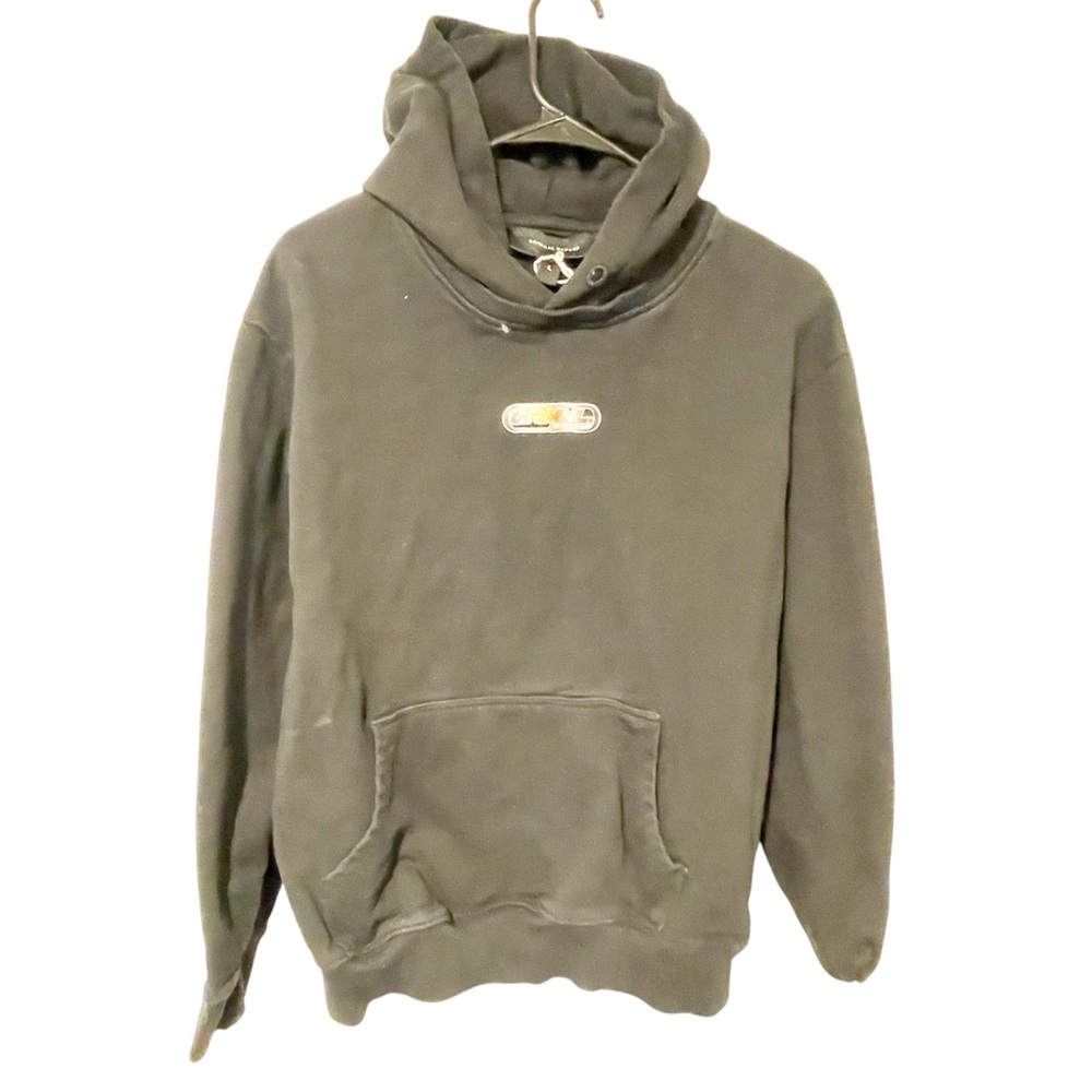 Criminal‎ Damage Men’s Size Large Black Graphic Hooded Pullover Sweatshirt